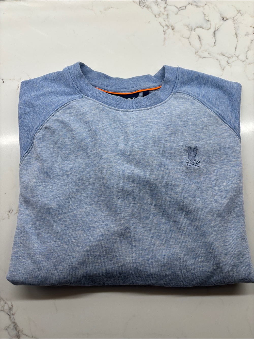Psycho Bunny Men's Light Blue Heathered Crewneck Sweatshirt